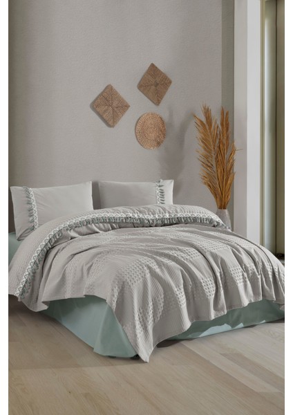 Çift Kişilik Butik Pike Takımı Bohemline V10 Açık Gri