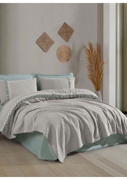 Çift Kişilik Butik Pike Takımı Bohemline V10 Açık Gri