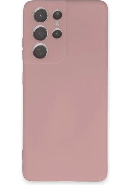 Samsung Galaxy S21 Ultra Kılıf Nano Içi Kadife Silikon - Pudra