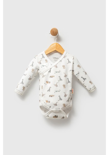 Erkek Bebek African Animals Theme Kruvaze Badi Ekru 32022