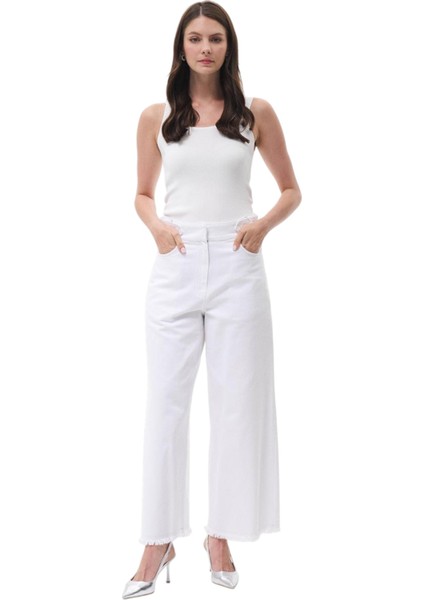 Kadın Paçası Püsküllü Denim Pantolon