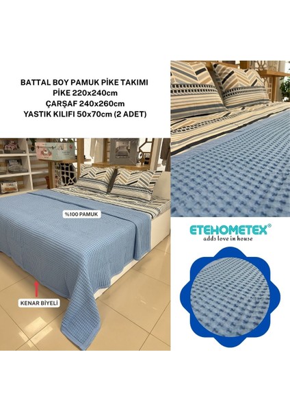 Etehometex Çift Kişilik Havuzlu Pike Takımı