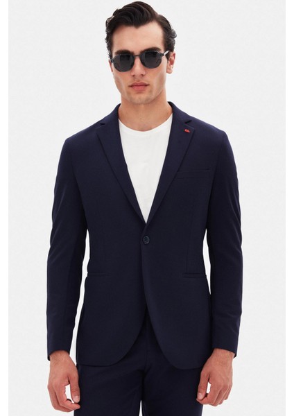 Slim Fit Lacivert Düz Takim Elbise