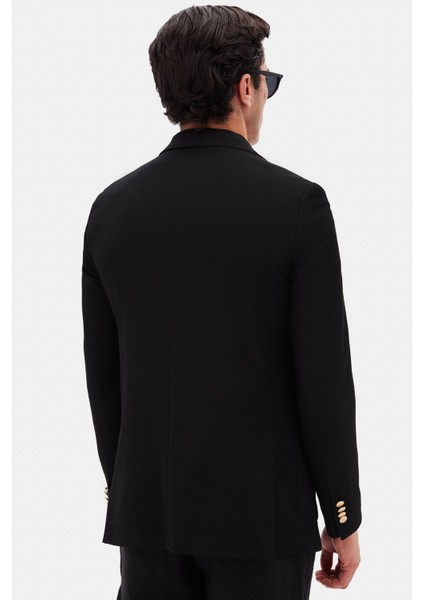 Ds Damat Regular Fit Siyah Armürlü Kumaş Ceket modelleri