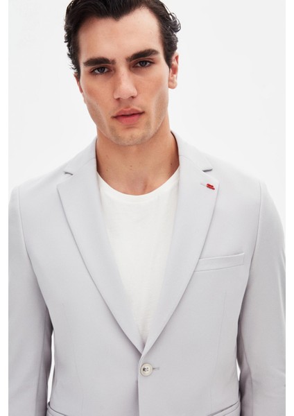 Slim Fit Gri Düz Takim Elbise modelleri
