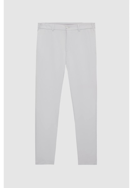 Slim Fit Gri Düz Takim Elbise