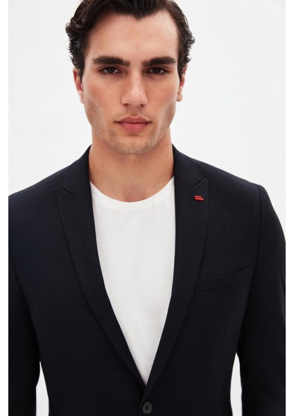 Slim Fit Lacivert Armürlü Takim Elbise fırsatları