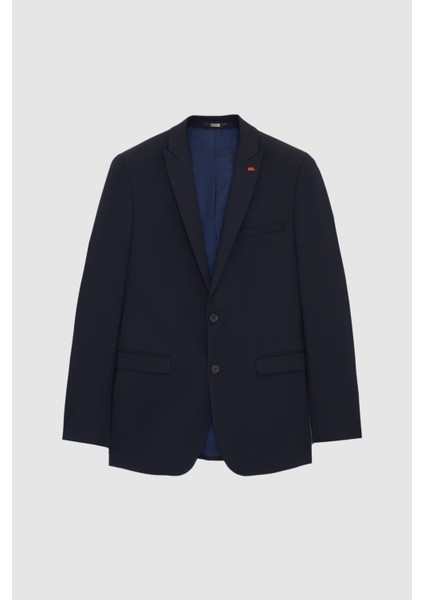 Slim Fit Lacivert Armürlü Takim Elbise indirimleri