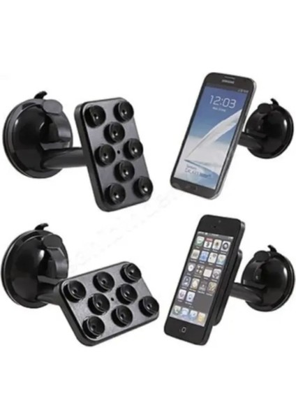 Telefon Tutacağı 8 Vantuzlu Siyah Renk