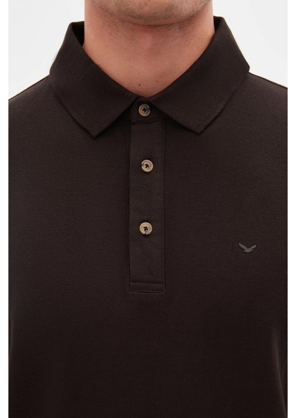 Ds Damat Regular Fit Kahverengi Pike Dokulu T-Shirt 4HC146551001M modelleri