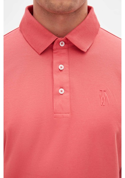 Slim Fit Okyanus Mercanı Pike Dokulu T-Shirt 4EC146011784M modelleri