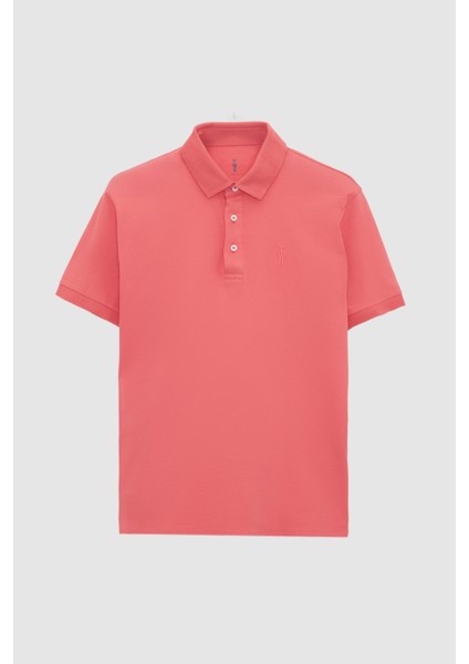 Slim Fit Okyanus Mercanı Pike Dokulu T-Shirt 4EC146011784M indirimleri