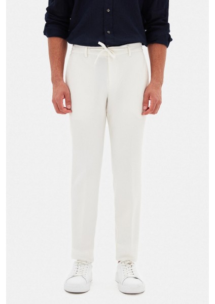 Ds Damat Slim Fit Beyaz Gofre Jogger Pantolon