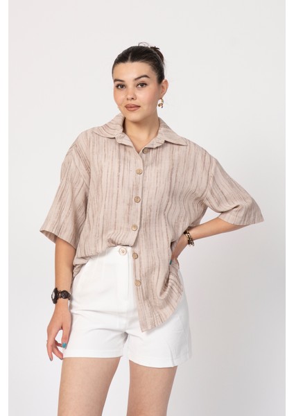 Keten Oversize Gömlek 70039 fiyatları