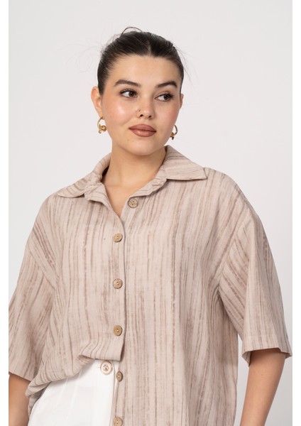 Keten Oversize Gömlek 70039 modelleri
