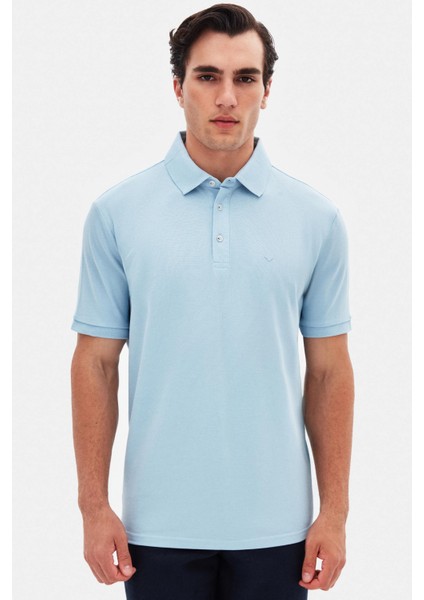 Ds Damat Regular Fit Açık Mavi Pike Dokulu T-Shirt 4HC146551001M