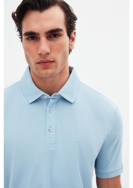 Ds Damat Regular Fit Açık Mavi Pike Dokulu T-Shirt 4HC146551001M fiyatları