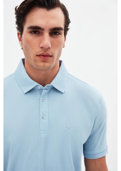 Ds Damat Regular Fit Açık Mavi Pike Dokulu T-Shirt 4HC146551001M fırsatları