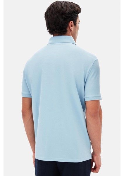 Ds Damat Regular Fit Açık Mavi Pike Dokulu T-Shirt 4HC146551001M