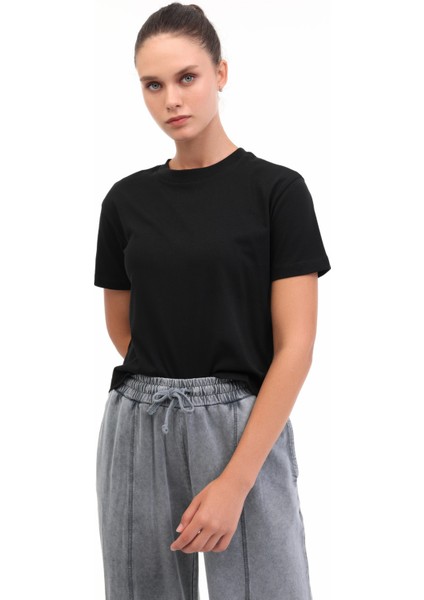 Wb 11ASYA-T 5pr Siyah Kadın Kısa Kol T-Shirt