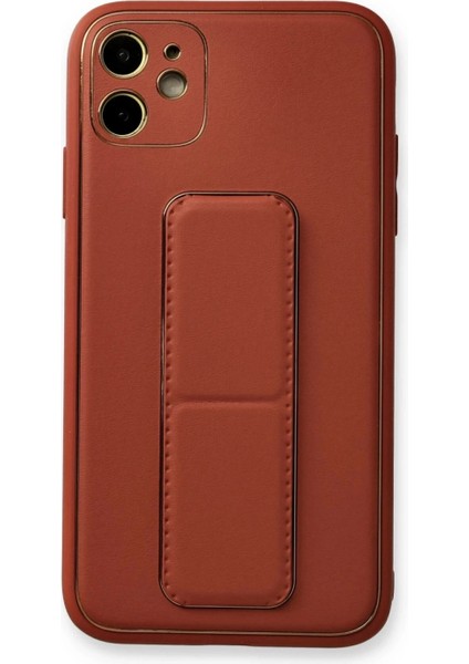 iPhone 12 Kılıf Coco Deri Standlı Kapak - Fuşya