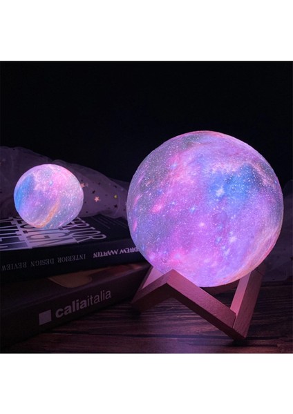 Ahşap Ayaklı 3D Galaksi Gece Lambası, Mor Renkli Dekoratif Işıklandırma modelleri