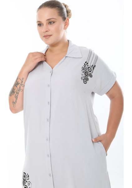 Kadın Dokuma Viskon Baskılı Kısa Kol Büyük Beden Elbise modelleri