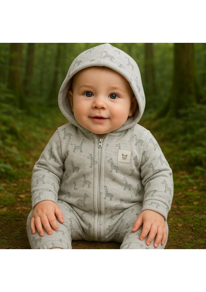 Bebek Uzun Kollu Şapkalı Tulum %100 Organik Pamuk - Yenidoğan - CSY8033 indirimleri