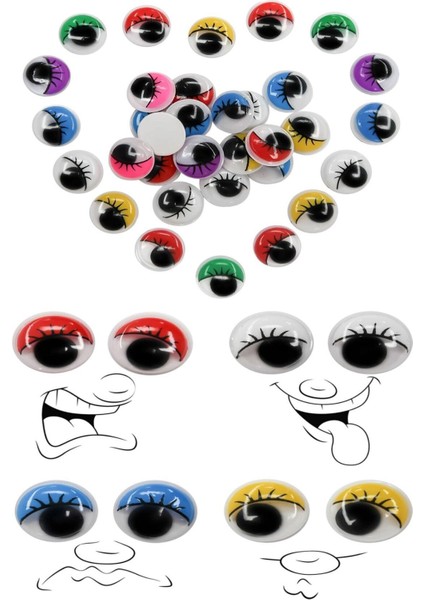 15 mm Oynar Plastik Göz, 50 Adet, Oyuncak ve El Sanatı Malzemesi