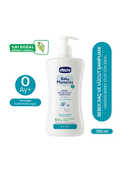 Baby Moments Doğal Bebek Saç ve Vücut Şampuanı Göz Yakmayan Arındırıcı Etki 750 ml