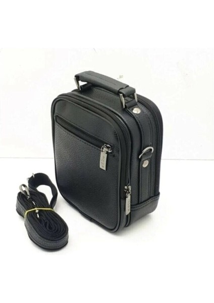 Şık Erkek Siyah Çelik Kasalı El ve Omuz Çantası