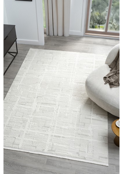 Dream Beyaz Halı Modern Dokuma Halı Salon Oturma Odası Yatak Odası Halısı 13839A 80 x 150