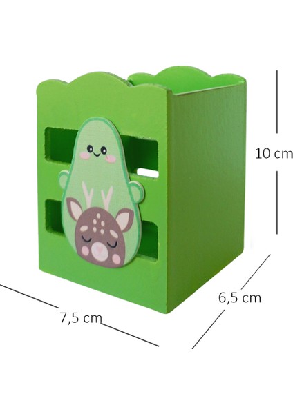 Ahşap Masaüstü Kalemlik Sevimli Avakado Geyik Yeşil- 1 Adet fırsatları