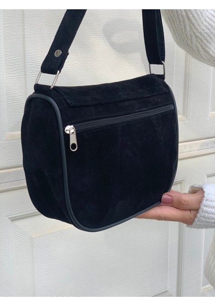 Şık Hakiki Deri Küçük Boy Çapraz Askılı Omuz Çantası Siyah indirimleri