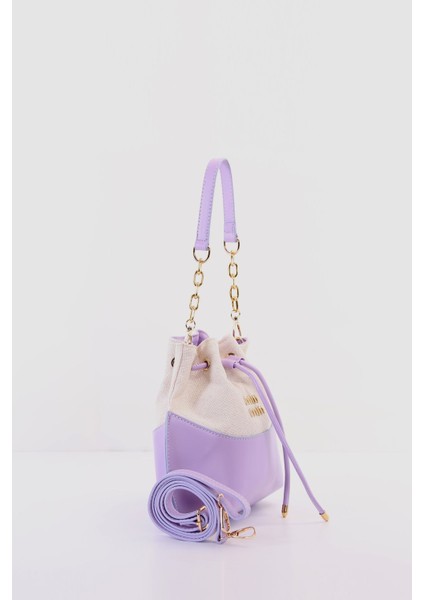 Mor Deri Detaylı Zincirli Çapraz ve Elden Tutma Saplı Şık Omuz Çantası fiyatları