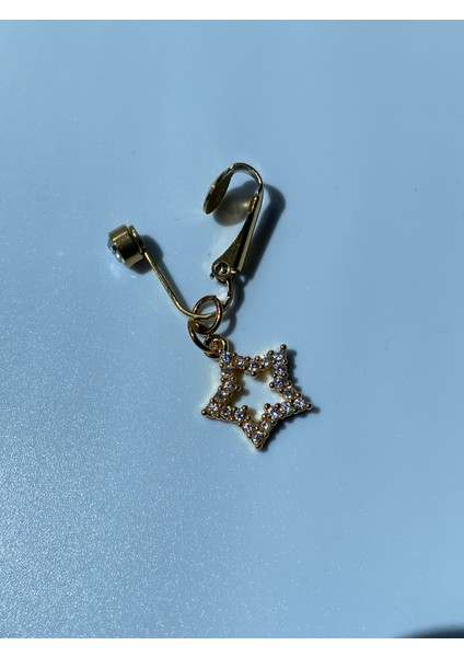 Çelik Göbek Piercing Mıknatıslı Deliksiz Kullanım Sıkıştırmalı Zirkon Taşlı Yıldız Sallantılı Model modelleri