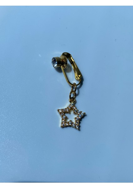 Çelik Göbek Piercing Mıknatıslı Deliksiz Kullanım Sıkıştırmalı Zirkon Taşlı Yıldız Sallantılı Model fırsatları