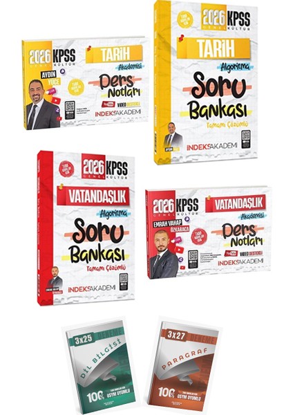 Anla Kazan + Indeks 2026 Tarih + Vatandaşlık Video Ders Notları + Soru + Anka Deneme 6 Lı Set