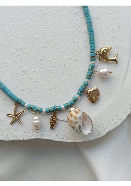 Mavi Boncuklu Deniz Kabuklu Kolye fiyatları