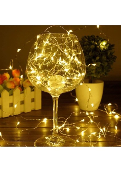 Pilli Tel Peri LED 10 Metre Sarı ve Beyaz Işıklar, Şık ve Parlak Dekorasyon Aksesuarı modelleri