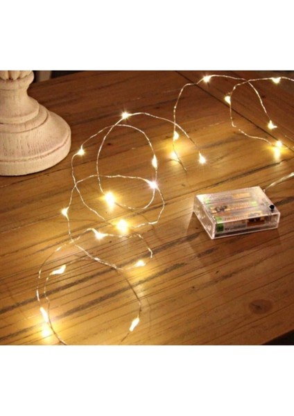 Pilli Tel Peri LED 10 Metre Sarı ve Beyaz Işıklar, Şık ve Parlak Dekorasyon Aksesuarı fırsatları