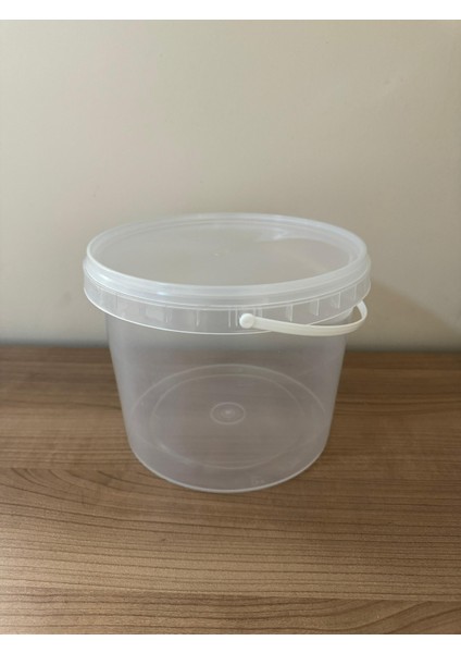 5 Adet 5 Lt Şeffaf Plastik Kova (Kapaklı) Un, Bakliyat, Şeker, Yoğurt, Erzak ve Gıda Saklama