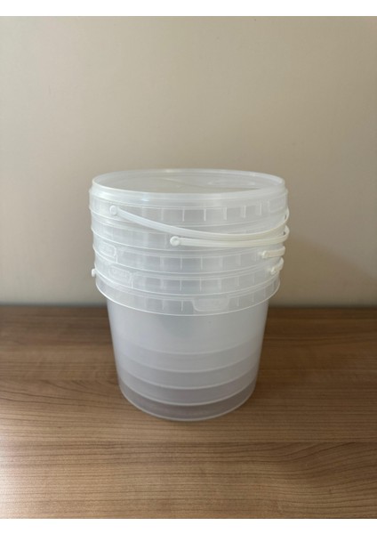 5 Adet 5 Lt Şeffaf Plastik Kova (Kapaklı) Un, Bakliyat, Şeker, Yoğurt, Erzak ve Gıda Saklama fiyatları