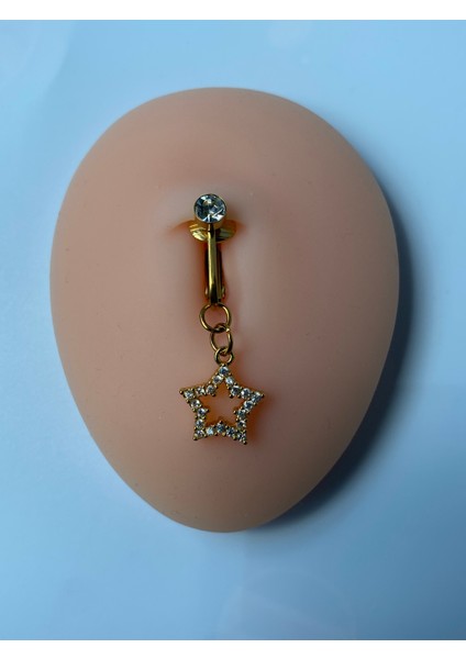 Çelik Göbek Piercing Mıknatıslı Deliksiz Kullanım Sıkıştırmalı Zirkon Taşlı Yıldız Sallantılı Model fiyatları