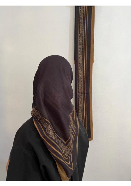 Soft Pamuk Etnik Düz Eşarp Acıkahve Hardal Renk modelleri