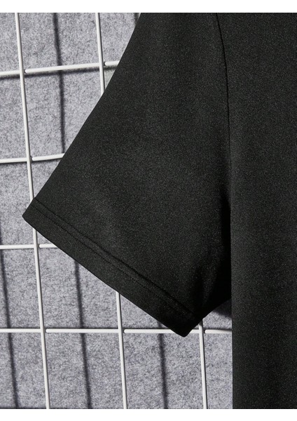 Erkek Siyah Bisiklet Yaka Love Is Overlasting Baskılı T-Shirt modelleri