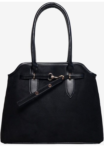 Şık Siyah Süet Çanta, Toka Detaylı, Zarif ve Kullanışlı Tasarım