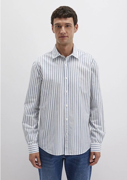 Mavi Çizgili Beyaz Gömlek 0211705-90928 fiyatları
