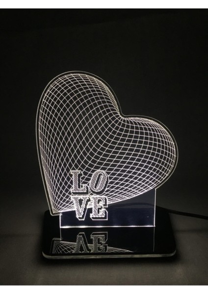 Kalp Şekilli 3D LED Gece Lambası, Renkli ve Şık Hediye