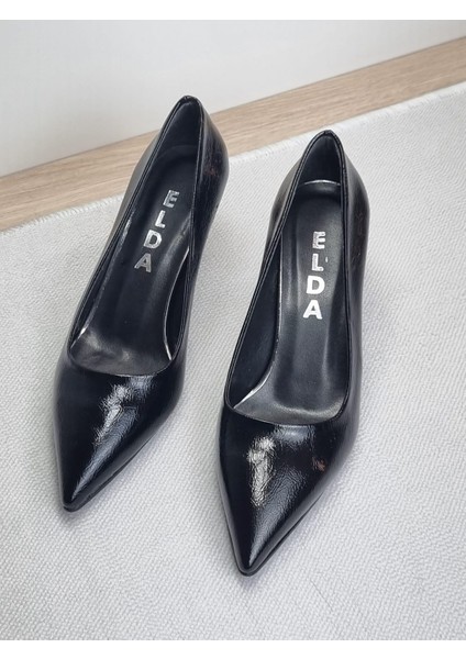 Kısa Topuk Siyah Renk Sivri Burun Stiletto